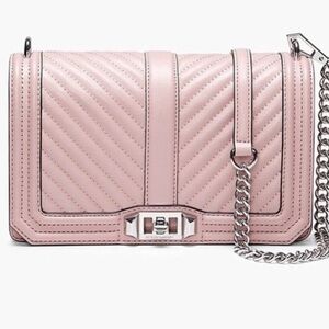 Chic Pink and Silver Quilted Crossbody Bag